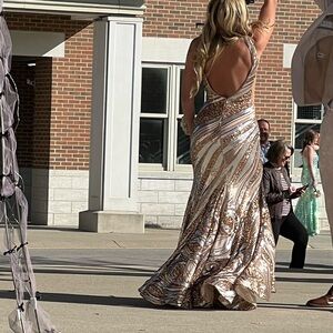 Jovani gold and silver prom dress 22314